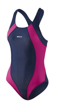 BECO badpak | donkerblauw/roze