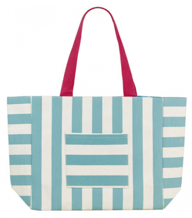 BECO strandtas | canvas | aqua/wit | ca. 38x34x15 cm**