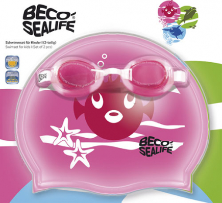 BECO-SEALIFE, zwembril setje 1, zwembril en badmuts, roze**
