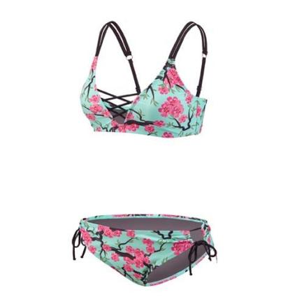 BECO strappy bustier bikini, B-cup, soft cups, zwart/multi color