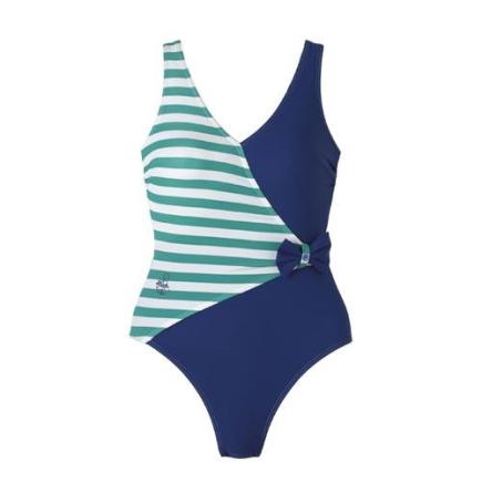 BECO badpak, C-cup, donker blauw/wit/groen