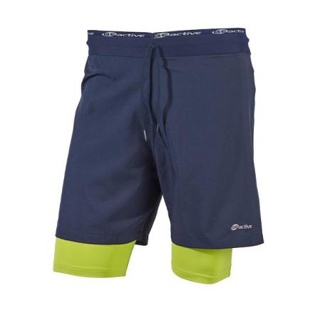BECO BEactive 2 in 1 zwemshorts | donkerblauw/neon groen