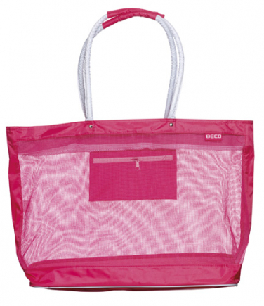 BECO strandtas, nylon, mesh, met rits,48x40x23 cm, roze