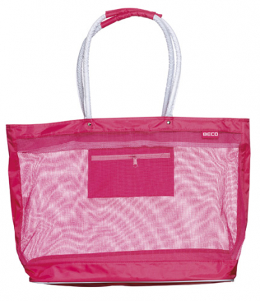 BECO strandtas | nylon | mesh | met rits | 48x40x23 cm | roze