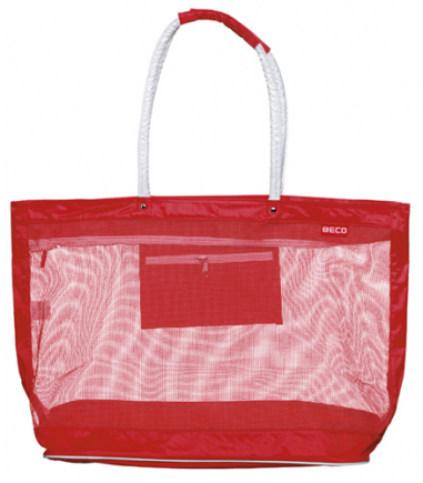 BECO strandtas | nylon | mesh | met rits | 48x40x23 cm | rood**