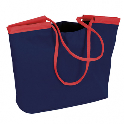 BECO strandtas | nylon | donkerblauw/rood | ca. 42x37x17 cm**