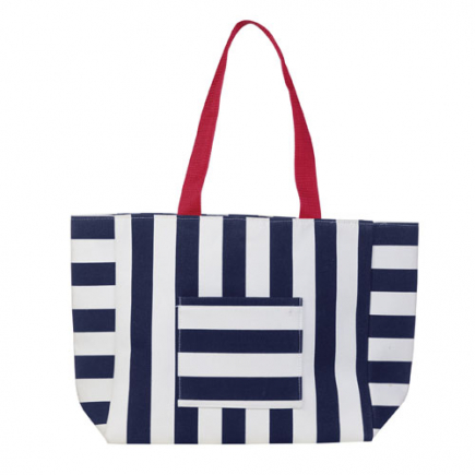 BECO strandtas | canvas | donkerblauw/wit | ca. 38x34x15 cm**