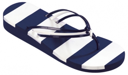 BECO dames teenslippers | donker blauw/wit