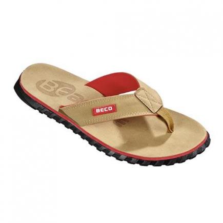 BECO heren teenslippers | rood/zwart