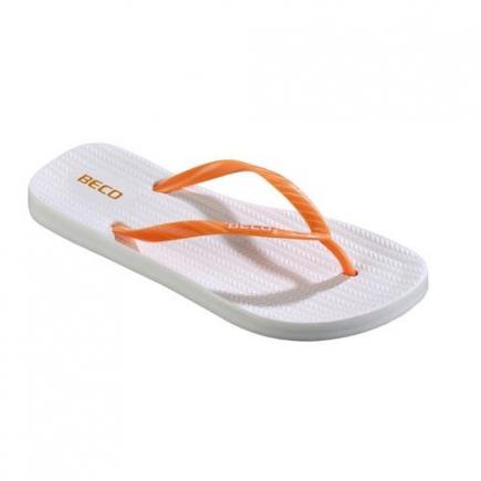 BECO dames teenslippers | wit/oranje