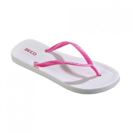 BECO dames teenslippers | wit/roze