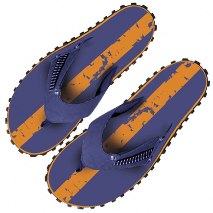 BECO heren outdoor teenslippers | donkerblauw/oranje